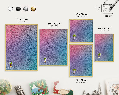 Magnettafel dekorativ bedruckt mit goldenem Rahmen Farbverlauf