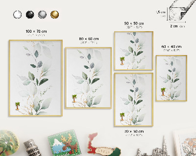 Magnettafel dekorativ bedruckt mit goldenem Rahmen Botanische Eleganz