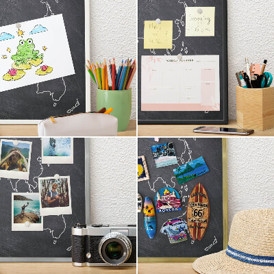 Magnettafel für Urlaubsmagnete in Goldrahmen Kreidezeitwelt
