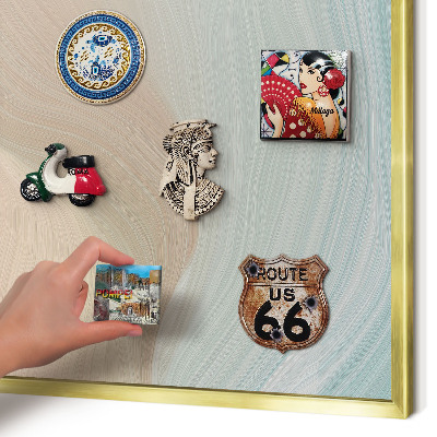 Magnettafel für Urlaubsmagnete in Goldrahmen Pastellwirbel