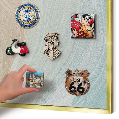 Magnettafel für Urlaubsmagnete in Goldrahmen Pastellwirbel