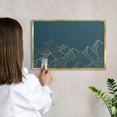 Magnettafel dekorativ bedruckt mit goldenem Rahmen Minimalismus in den Bergen