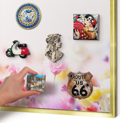 Magnettafel dekorativ bedruckt mit goldenem Rahmen Pastellblumen