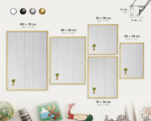 Magnettafel für Urlaubsmagnete in Goldrahmen Whiteboards