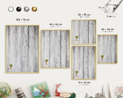 Magnettafel für Urlaubsmagnete in Goldrahmen Rustikales Holz