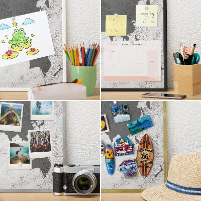 Magnettafel für Urlaubsmagnete in Goldrahmen Weltkarte