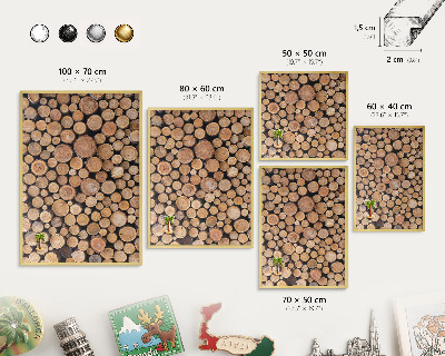 Magnettafel dekorativ bedruckt mit goldenem Rahmen Holzkreise