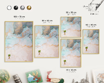 Magnettafel für Urlaubsmagnete in Goldrahmen Pastellformen