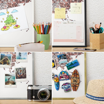 Magnettafel für Urlaubsmagnete in Goldrahmen Brick World