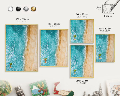 Magnettafel für Urlaubsmagnete in Goldrahmen Meer und Strand