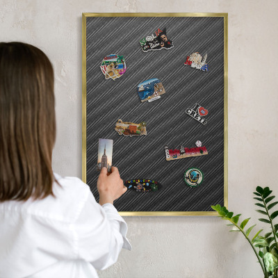 Magnettafel für Urlaubsmagnete in Goldrahmen Geometrische Textur