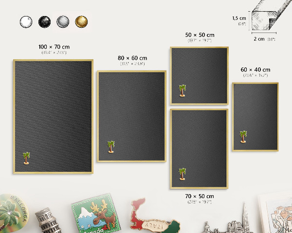 Magnettafel für Urlaubsmagnete in Goldrahmen Geometrische Textur