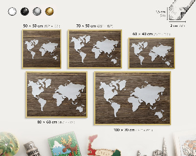 Magnettafel für Urlaubsmagnete in Goldrahmen Holzkarte