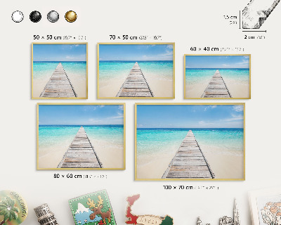 Magnettafel für Urlaubsmagnete in Goldrahmen Ocean Pier