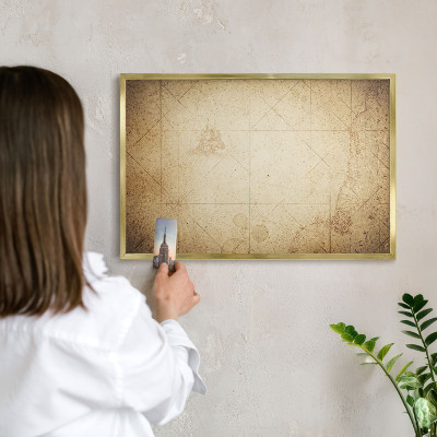 Magnettafel für Urlaubsmagnete in Goldrahmen Antike Karte