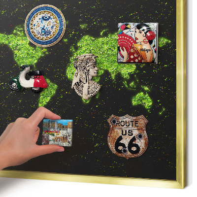 Magnettafel für Urlaubsmagnete in Goldrahmen Grüne Karte