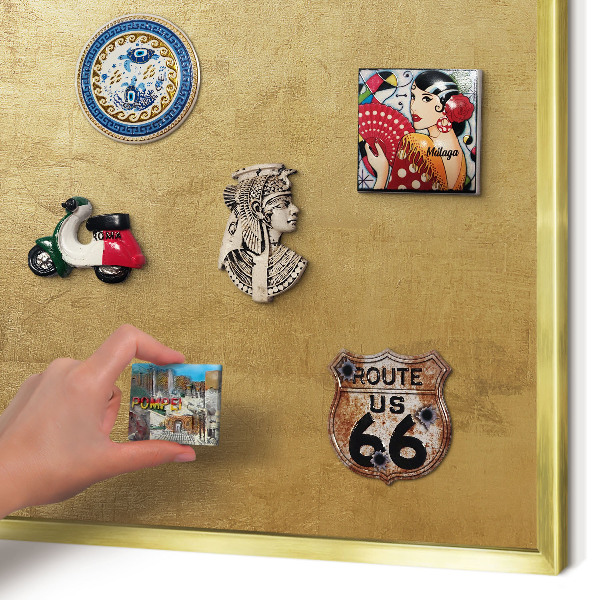 Magnettafel dekorativ bedruckt mit goldenem Rahmen Gelbe Textur
