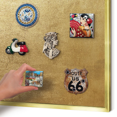 Magnettafel dekorativ bedruckt mit goldenem Rahmen Gelbe Textur