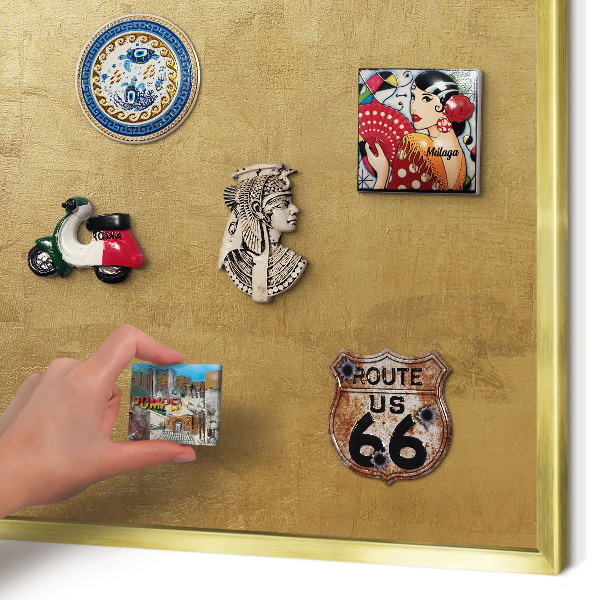 Magnettafel dekorativ bedruckt mit goldenem Rahmen Gelbe Textur