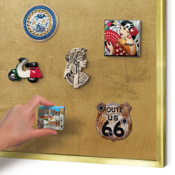 Magnettafel dekorativ bedruckt mit goldenem Rahmen Gelbe Textur