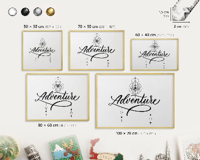 Magnettafel für Urlaubsmagnete in Goldrahmen Typografisches Abenteuer
