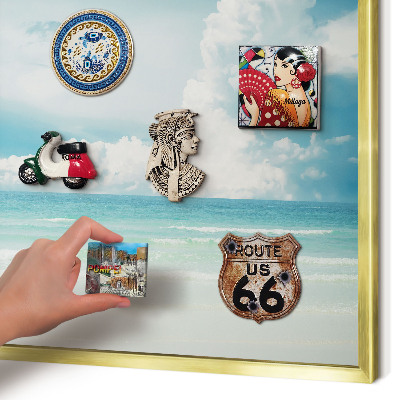 Magnettafel dekorativ bedruckt mit goldenem Rahmen Maritime Harmonie