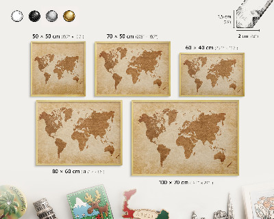Magnettafel dekorativ bedruckt mit goldenem Rahmen Vintage-Karte