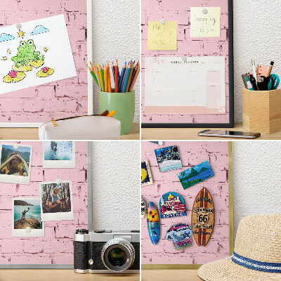 Magnettafel dekorativ bedruckt mit goldenem Rahmen Rosa Ziegelstein