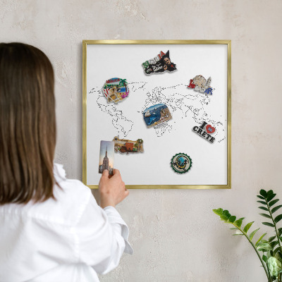 Magnettafel für Urlaubsmagnete in Goldrahmen Höhenlinienkarte