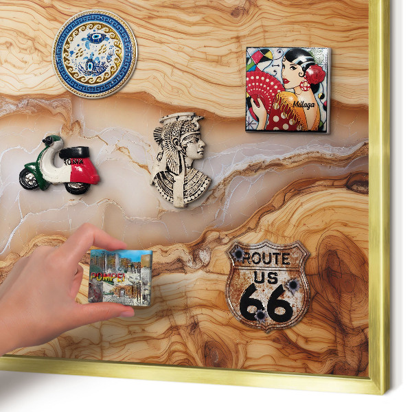 Magnettafel dekorativ bedruckt mit goldenem Rahmen Eleganz aus Holz