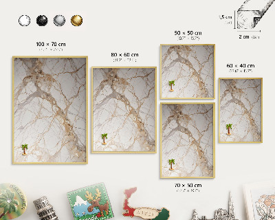 Magnettafel dekorativ bedruckt mit goldenem Rahmen Marmor-Eleganz