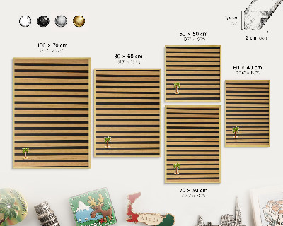 Magnettafel für Urlaubsmagnete in Goldrahmen Holzrhythmen