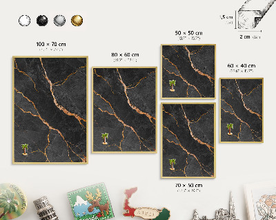 Magnettafel dekorativ bedruckt mit goldenem Rahmen Marmorbänder