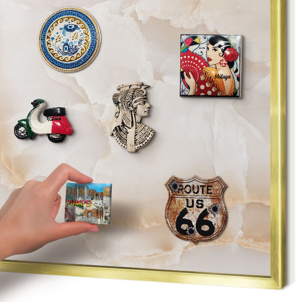 Magnettafel für Urlaubsmagnete in Goldrahmen Subtile Wellen