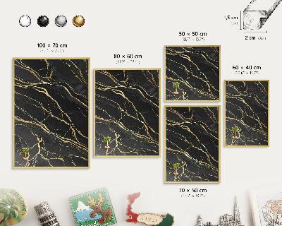 Magnettafel dekorativ bedruckt mit goldenem Rahmen Luxuriöse Wellen