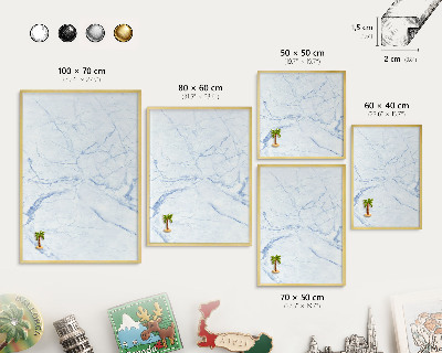 Magnettafel für Urlaubsmagnete in Goldrahmen Marmordesign