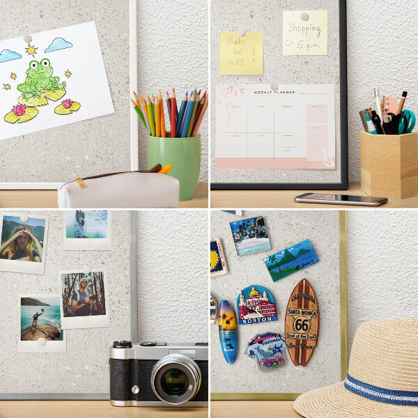 Magnettafel für Urlaubsmagnete in Goldrahmen Subtile Eleganz