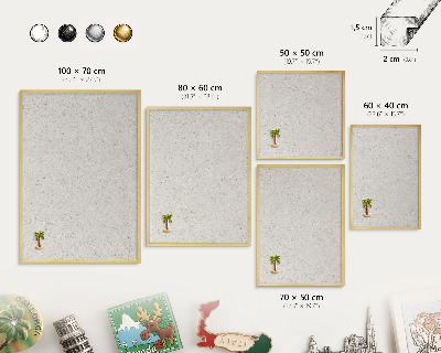 Magnettafel für Urlaubsmagnete in Goldrahmen Subtile Eleganz