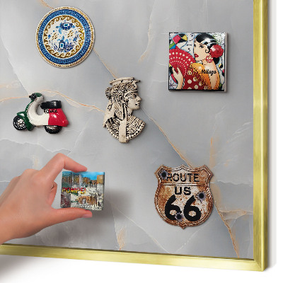 Magnettafel dekorativ bedruckt mit goldenem Rahmen Graue Adern