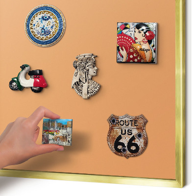 Magnettafel dekorativ bedruckt mit goldenem Rahmen Pastellorange