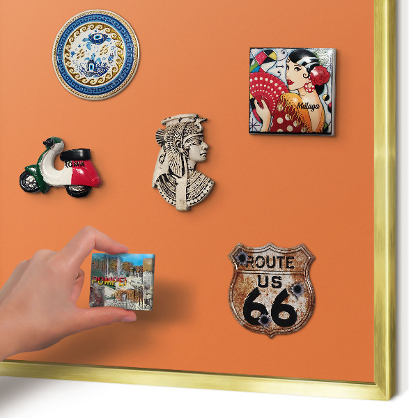 Magnettafel dekorativ bedruckt mit goldenem Rahmen Kräftiges Orange