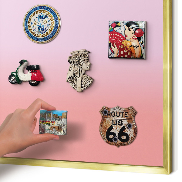 Magnettafel für Urlaubsmagnete in Goldrahmen Feiner Gradient