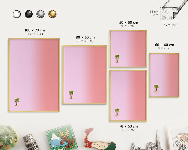 Magnettafel für Urlaubsmagnete in Goldrahmen Feiner Gradient
