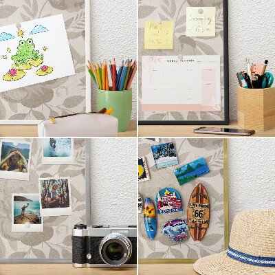 Magnettafel für Urlaubsmagnete in Goldrahmen Vintage-Blumen