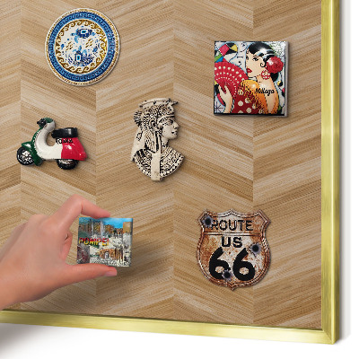 Magnettafel dekorativ bedruckt mit goldenem Rahmen Holz-Fischgrätmuster