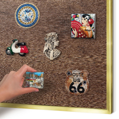 Magnettafel dekorativ bedruckt mit goldenem Rahmen Braunes Holz