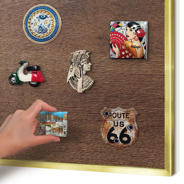 Magnettafel dekorativ bedruckt mit goldenem Rahmen Braunes Holz
