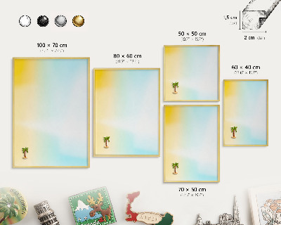 Magnettafel für Urlaubsmagnete in Goldrahmen Pastellfarbene Entspannung