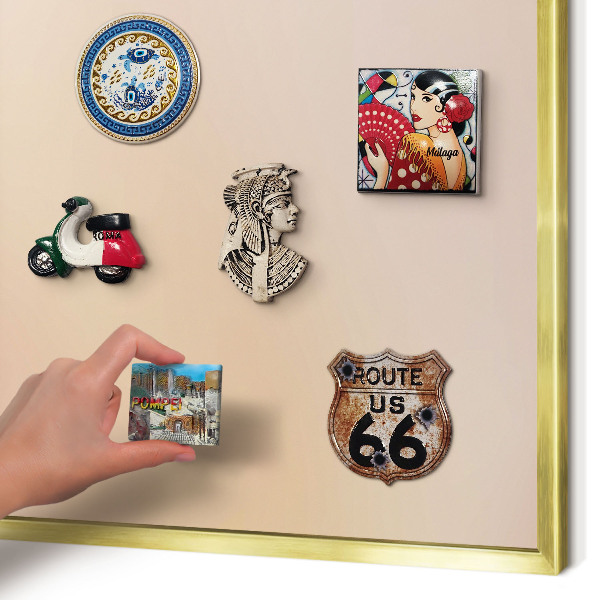 Magnettafel dekorativ bedruckt mit goldenem Rahmen Zartes Beige