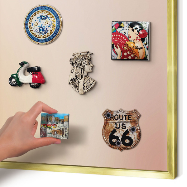 Magnettafel dekorativ bedruckt mit goldenem Rahmen Zartes Beige